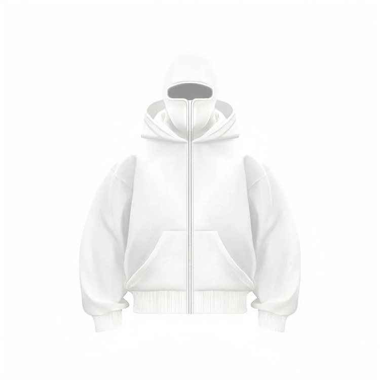 White Balaclava Hoodie With Mask
