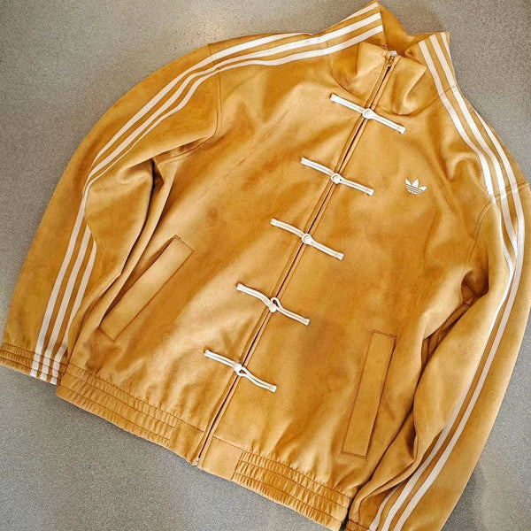 Premium Mustard Yellow CNY Jacket – Chinese Knot Tang Streetwear Unisex Jacket