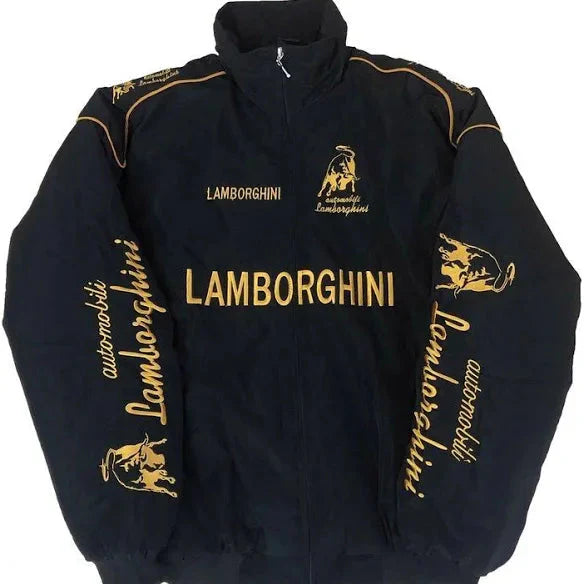Black & Gold Racing Bomber Jacket – Motorsport Varsity Style
