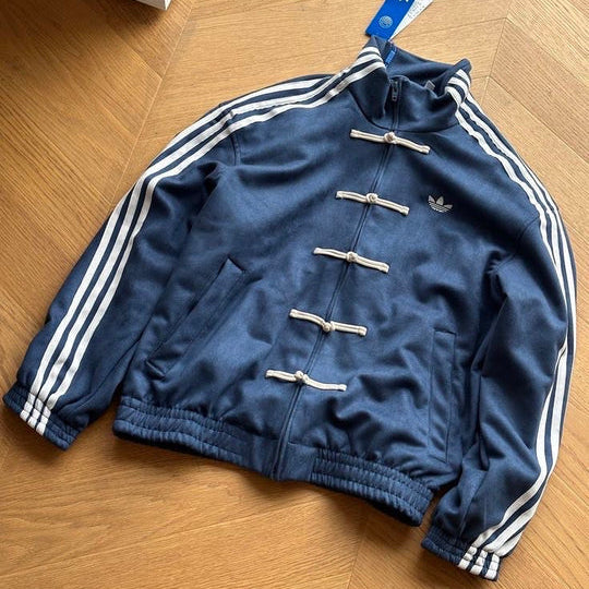 Premium Navy Blue CNY Jacket – Chinese Knot Tang Streetwear Unisex Jacket