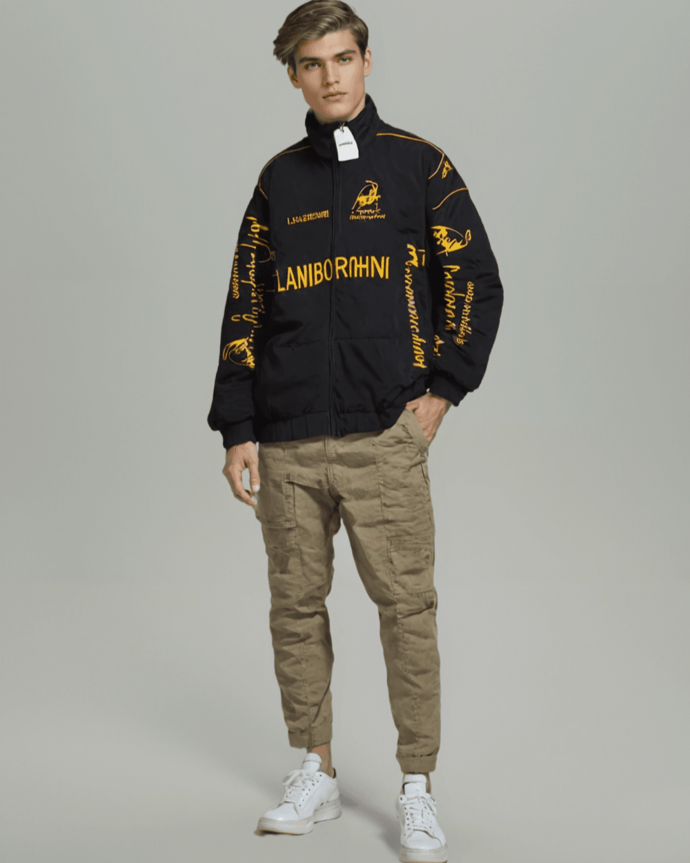Black & Gold Racing Bomber Jacket – Motorsport Varsity Style