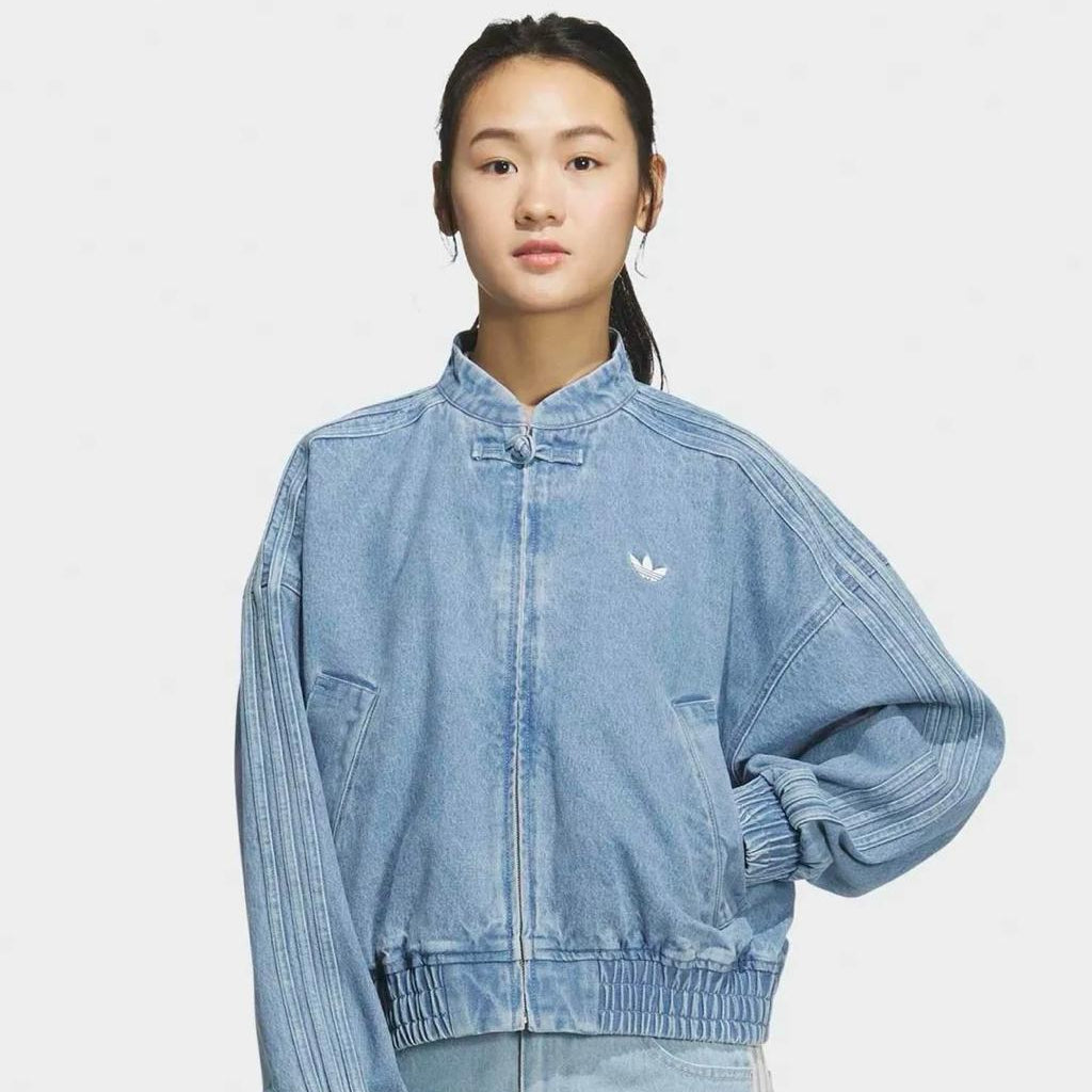 Premium Light Blue Denim CNY Jacket – Chinese Knot Oversized Streetwear Unisex Jacket