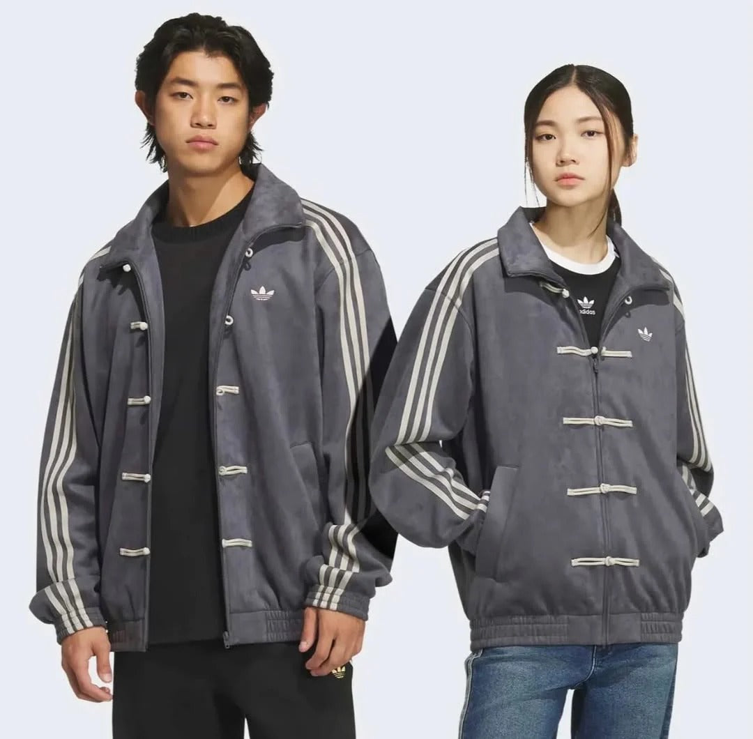 Premium Grey CNY Jacket – Chinese Knot Tang Streetwear Unisex Jacket