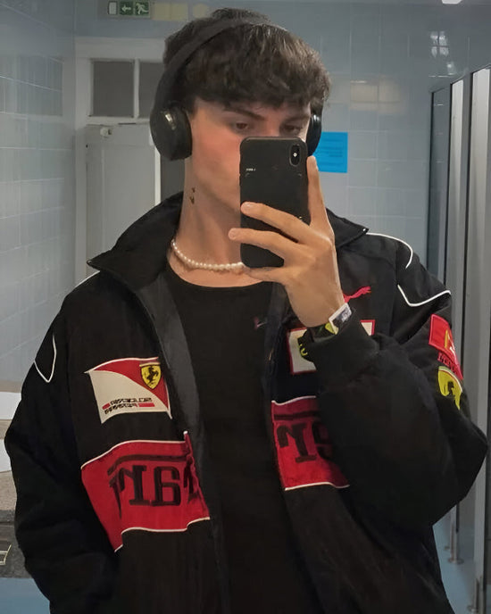 Black Ferrari F1 Vintage Racing Jacket – Premium Unisex Racing Style