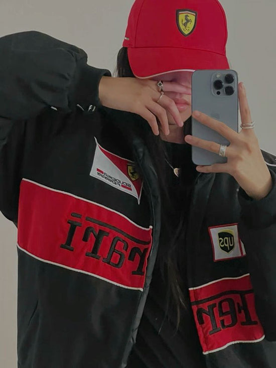 Black Ferrari F1 Vintage Racing Jacket – Premium Unisex Racing Style