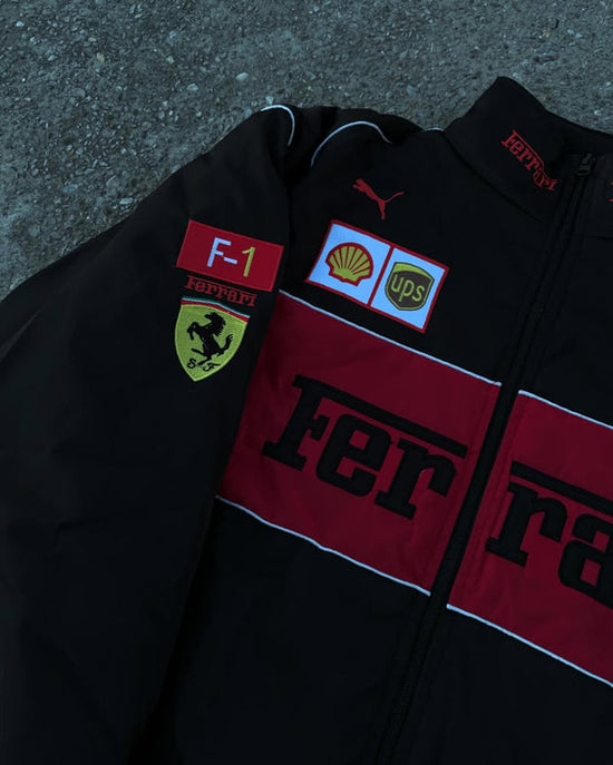 Black Ferrari F1 Vintage Racing Jacket – Premium Unisex Racing Style