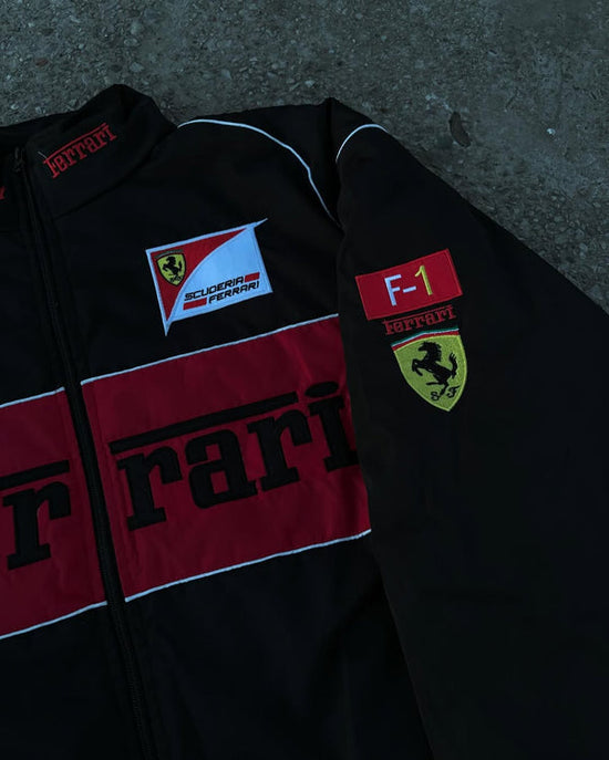 Black Ferrari F1 Vintage Racing Jacket – Premium Unisex Racing Style