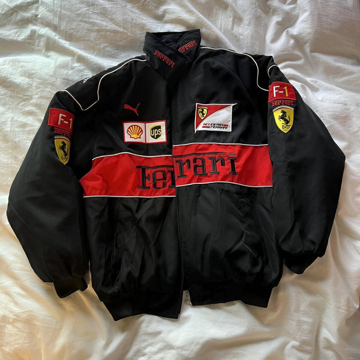 Black Ferrari F1 Vintage Racing Jacket – Premium Unisex Racing Style
